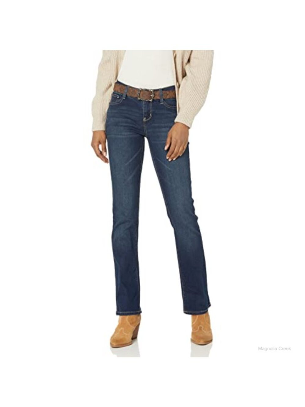 Slim Bootcut Mid Rise Belted Insta Stretch Jeans